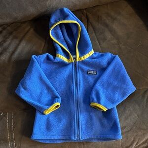 Patagonia 18 month Blue and Yellow Zip Up Hoodie